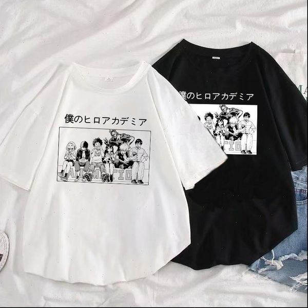 

boku no hero academia print womens summer new ulzzang harajuku my hero academia cartoon fun anime womens t shirt, White