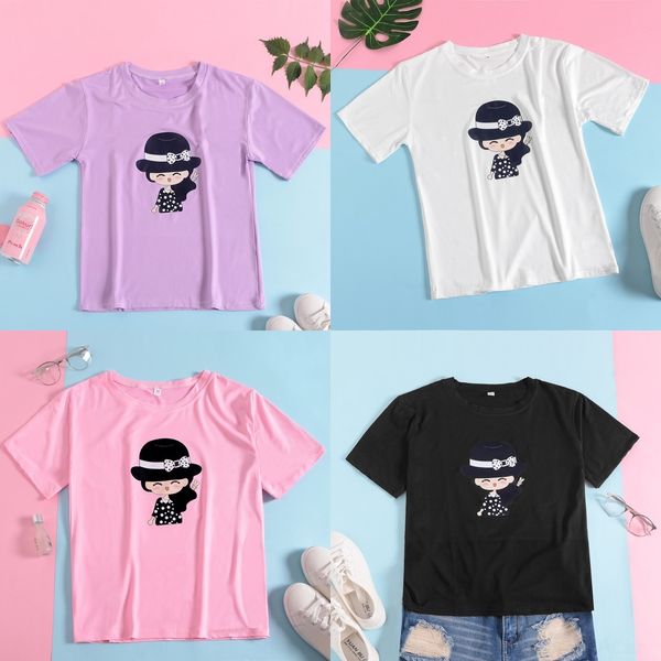 

iz8ur lovers рубашки лето новых корейский стиль 2020 печатных мужчины tshirt shirtand женщины свободной короткого рукав студент мультфильм ф, White