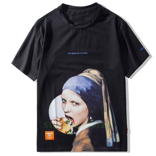 

girl with a pearl earring men funny casual print short sleeve 2019 streetwear summer hip hop tees hoodie designers t shirts sweatshirt