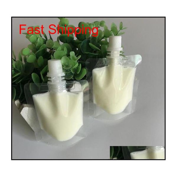 

50ml clear plastic stand up pouch with spout doypack beverage drink liquid sampl qylhig tore2010