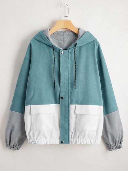 

cut and sew flap pocket corduroy jacket a0iz#, Black;brown