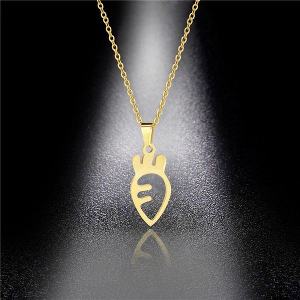

hypoallergenic titanium steel cut cute carrot pendant necklace clavicle chain stainless steel jewelry wholesale, Silver