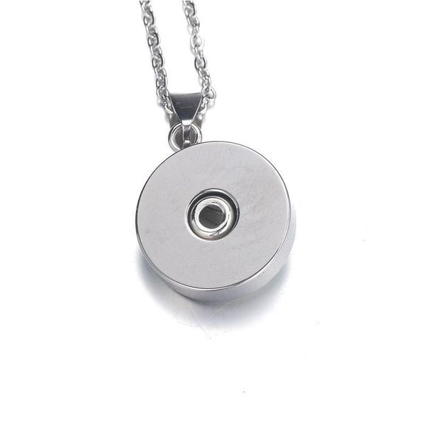 

stainless steel snap button jewelry pendant necklace with link chain fit 18mm&12mm snap necklace jewelry wo jllbhd, Silver