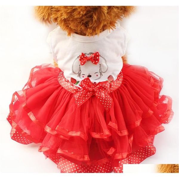 

cartoon puppy pattern dresses for dogs girl dog dress 6071031 pet princess skirt clothing supplies xs, s, m, l, xl f4no6