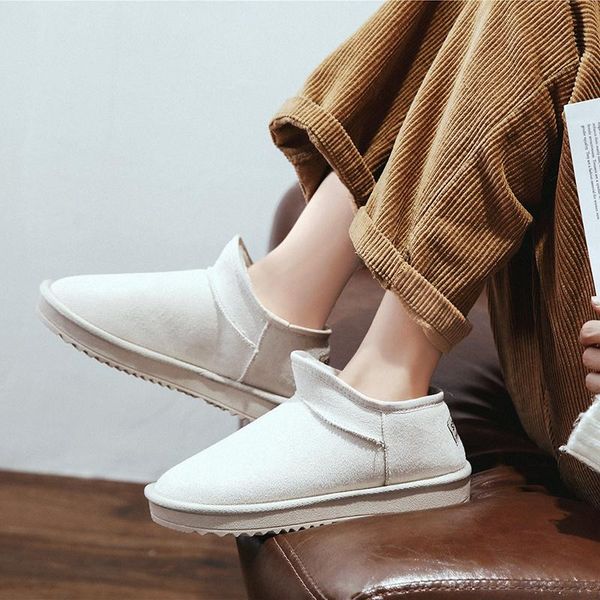 

2020 low women snow boots winter fur ankle boot female bowtie warmer plush suede rubber flat slip on fashion platform ladies, Black