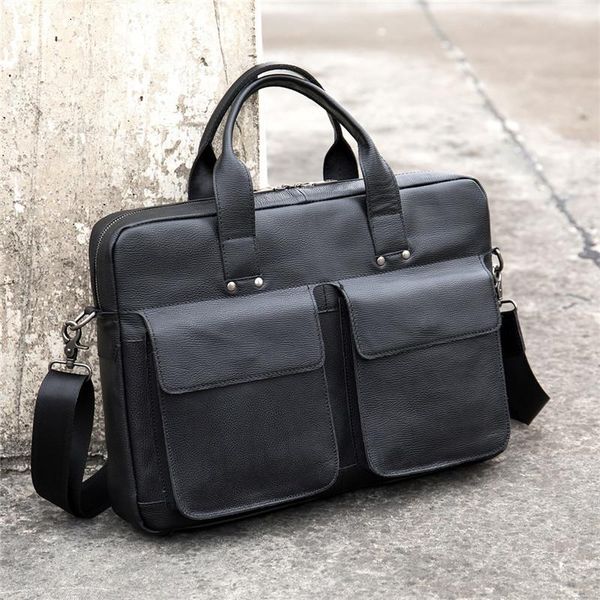 

luxury italian genuine leather men's briefcase business bag leather lapbriefcase men shoulder bag messenger tote handbag