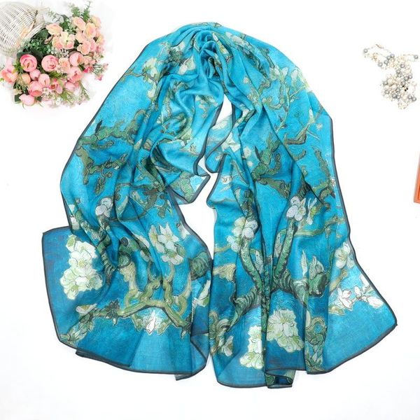 

natural 100% real silk scarf long twill scarf silk foulard wraps for ladies female new large shawl chinese, Blue;gray