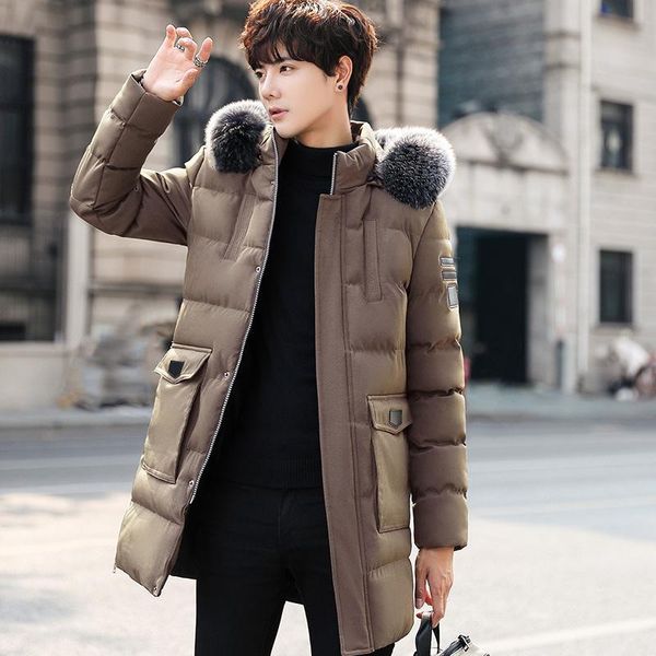 

feather han edition thickening cotton-padded jacket in the winter leisure cotton-padded clothes collars hooded jacket, Black