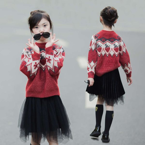 

parent child girls' pullover 2020 red children's fashion autumn and winter new year's wear, Blue