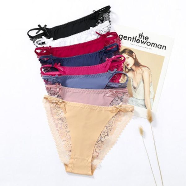 

fashion french style women underpants female panties comfort intimates lace underwear briefs ice silk hollow out lingerie1, Red;black
