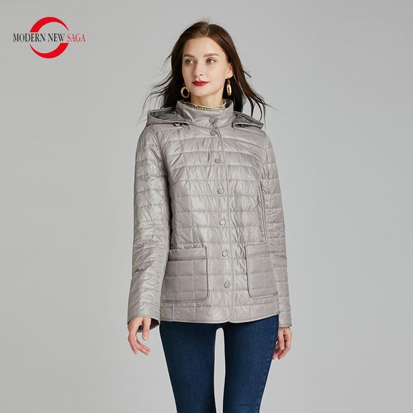 

modern new saga women jacket spring cotton padded jacket autumn women coat detachable hood quilted jackets fleece liner 201028, Black
