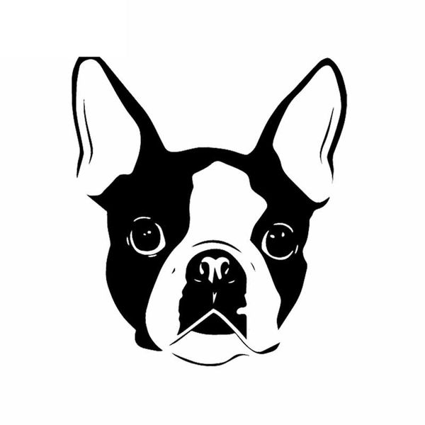 

boston terrier dog face decals car window decoration personality waterproof decals black/white, 16cm*14cm