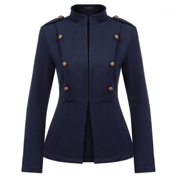 

curlbiuty women's jacket casual long sleeve stand business outwear collar buttons turtleneck office lady coat1, Black;brown