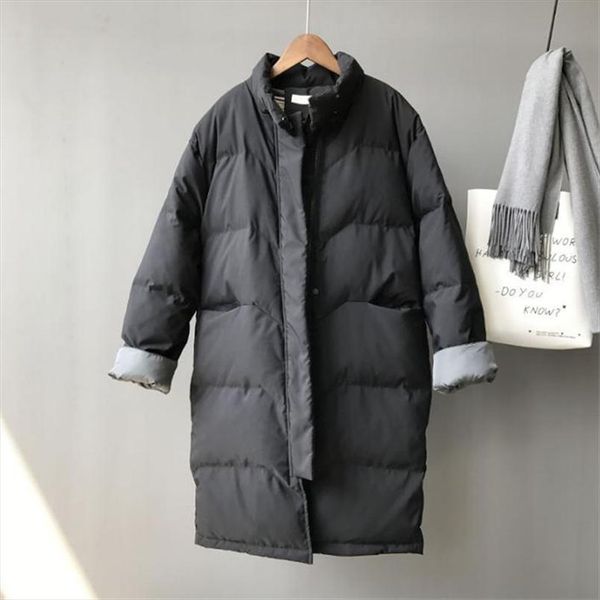 

pink and black long down cotton jacket autumn and winter womens fashion casual cotton jacket loose zipper collar thickened 2xl