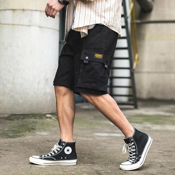 

2020 new men casual shorts summer straight pocket cotton camo cargo shorts men cothing streetwear1, White;black