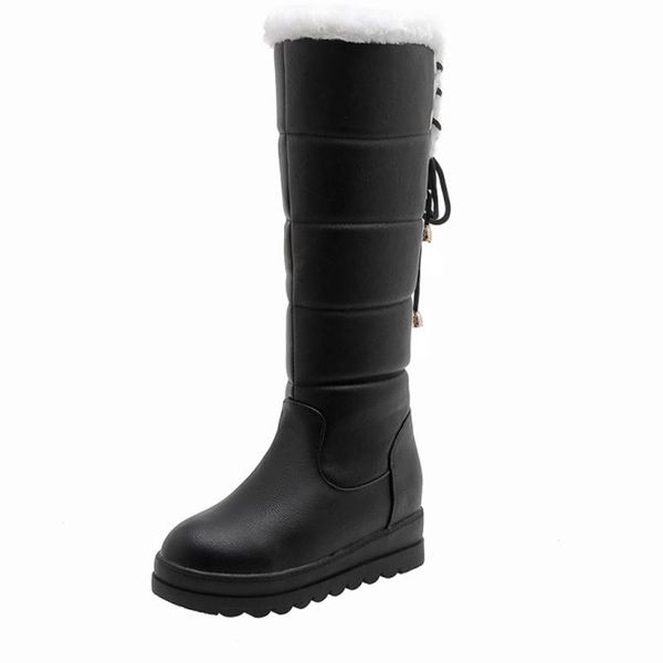 

boots warm snowshoes handmade footwear mid-calf black white red winter shoes for woman thickening plush inside med heels 2021