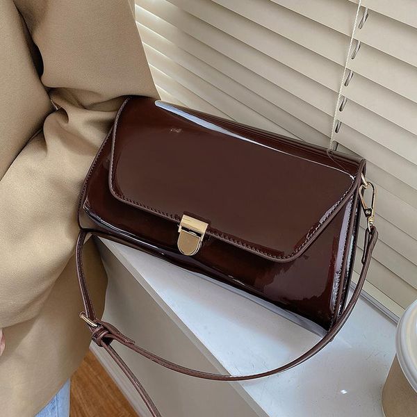 

shoulder bags niche design patent leather glossy handbags 2021 fashion messenger bag selling square width: 26cm