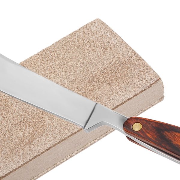 

wood handle double sided leather sharpening strop for razors polish compound for shaving razors leather cutting tools w4357