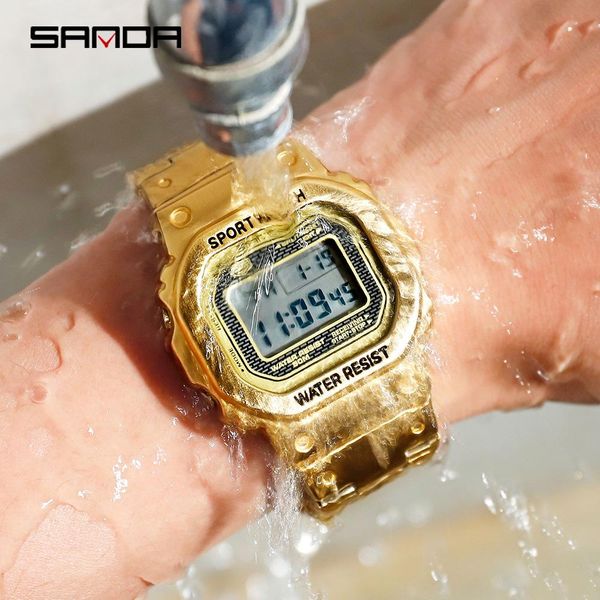 

sanda men's watch brand luxury led digital watch men's military waterproof g style sports watch male clock relogio masculino jllvs, Silver