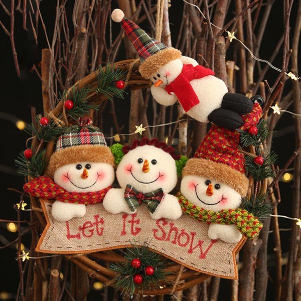 

ротанг garland сант снеговик doll дверь окно висячего украшения рождество декор большое украшение для вашего рождественского фестиваля jllxw