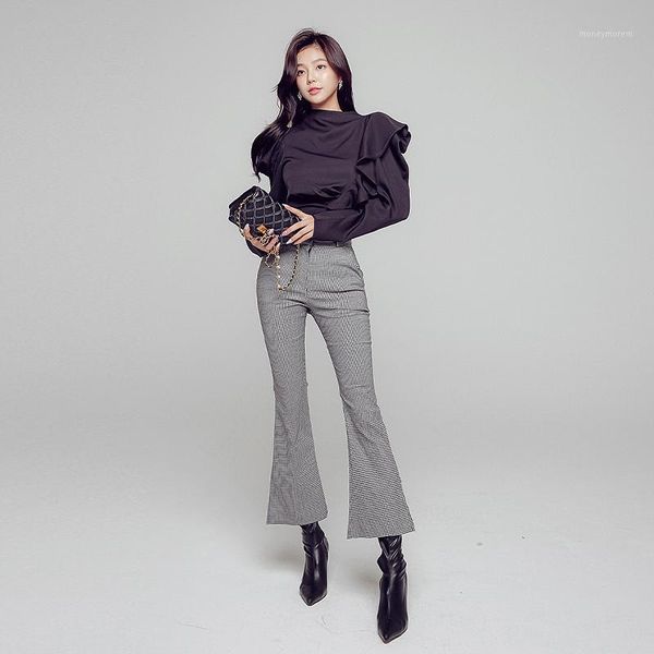 

women's tracksuits high waist 2 piece set autumn and pants slim business suit office lady year-old female costume suit1, Gray