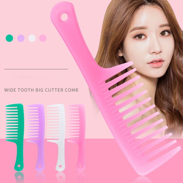 

wide tooth comb big teeth thickening big knife finishing handle combing hair hair comb to physier massage comb plastic home, Silver