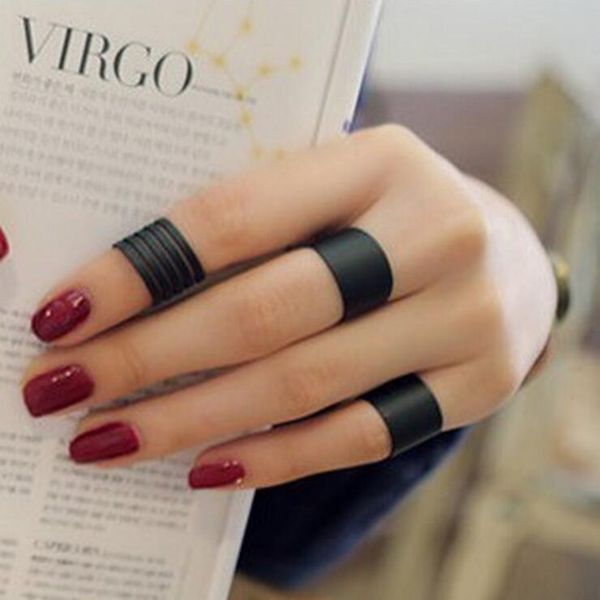 

3 pcs women's ring set punk cool black simple knuckle band mini rings rock charm jewelry for party gifts open adjustable, Golden;silver