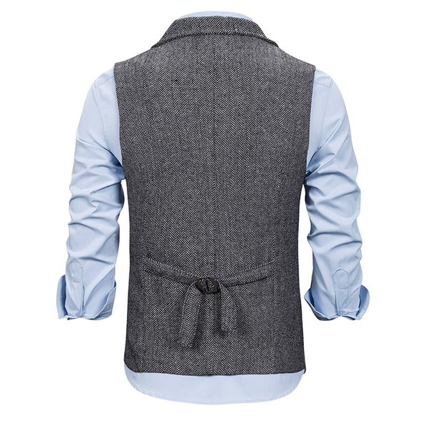 2021 Chic Gilet da sposo grigio Gilet da sposo in lana Slim Fit Abito da uomo Gilet da ballo Prom Cena Festa Abito da sposa Gilet personalizzato Mad244I