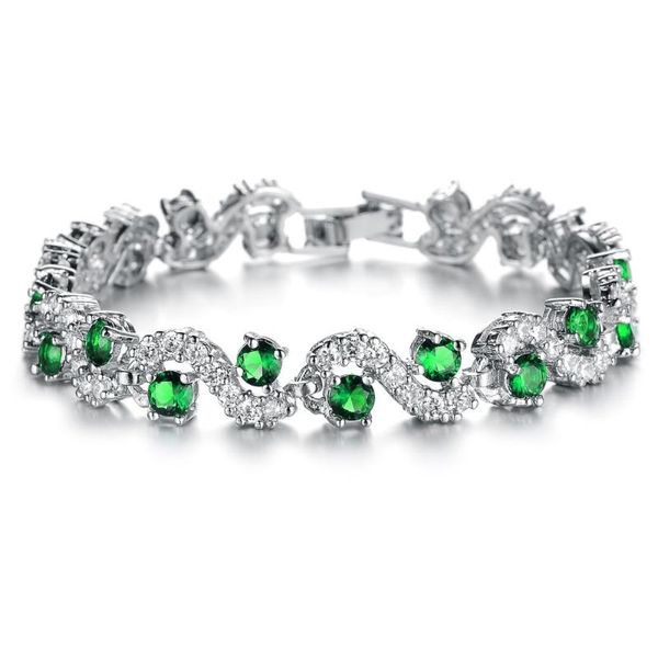 

charming dark blue crystal women tennis bracelets with cubic zirconia stone jewelry charm bracelet, Black