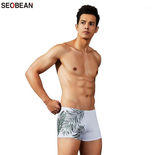 

men's swimwear seoeban swimming suits summer beach leaf printing sports wear spring spa trunks1