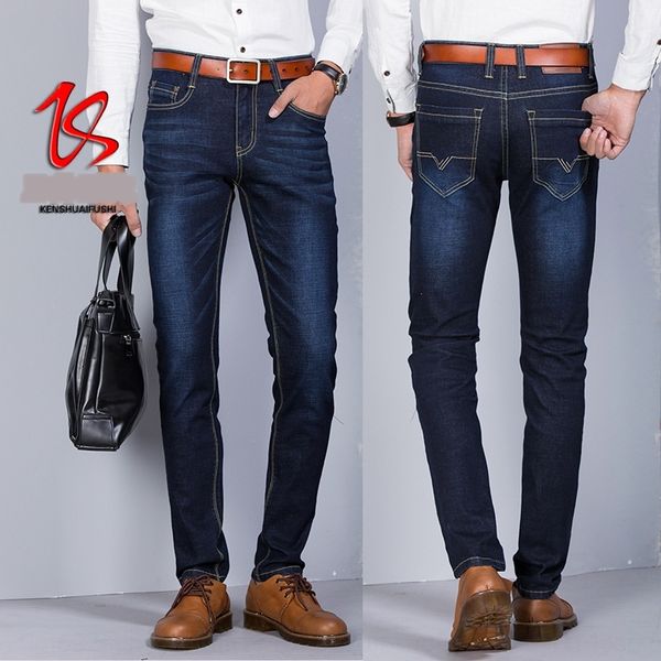 

бизнес прямая труба упругие большие и сома бизнес моды моды мужские прямые трубчатые эластичные крупных мужские джинсы и jeanscatfish je, Blue