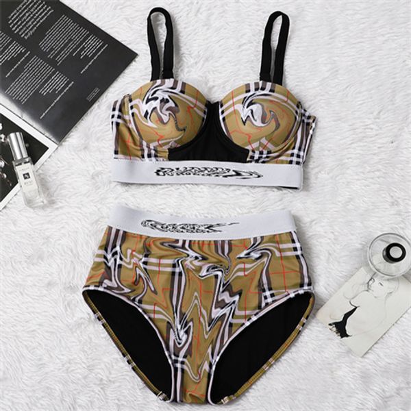 

bikinis set classic womens bikini underwear textile plaid printed ladies swimsuit waist gathered women swimwear