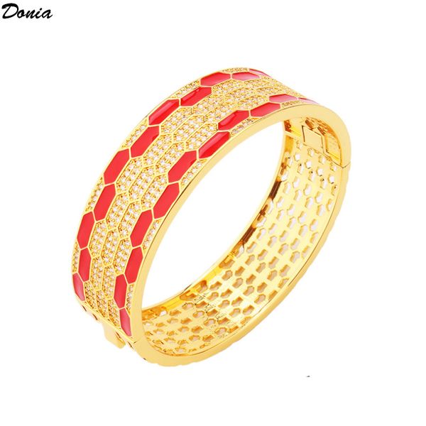 

donia jewelry designer bracelet honeycomb classic titanium steel micro inlaid zircon bracelet for men and women luxury bracelet, Black
