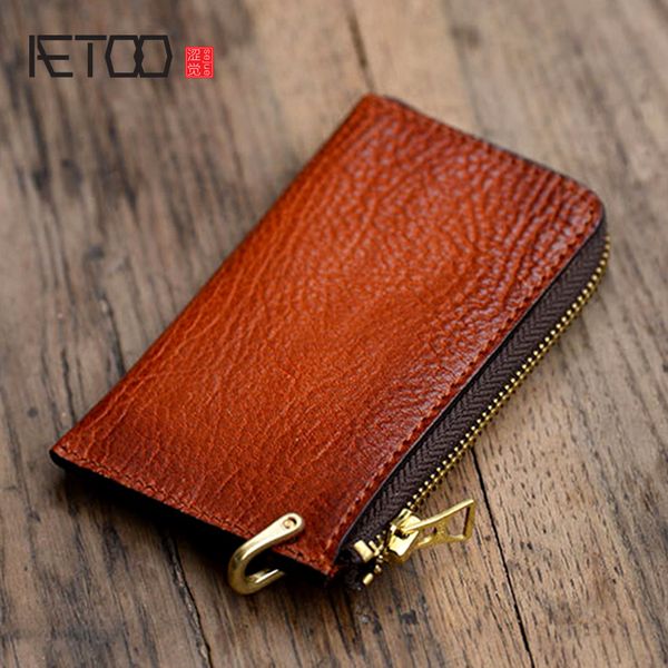 

hbp aetoo handmade head-layer cowhide key bag, leather men's card bag, Red;blue