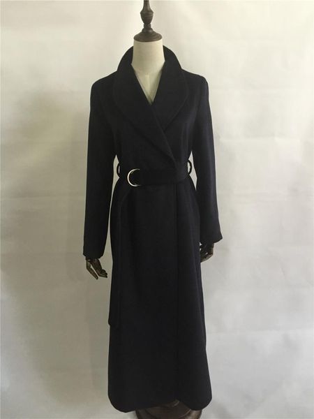 

women's wool & blends manteau femme 2021 fall winter women oversized simple long coat brief maxi belted overcoat casaco feminino, Black