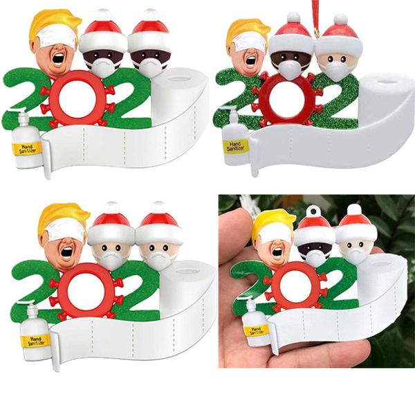 

with face mask donald trump christmas quarantine ornament 2020 pvc personalized family of 3 stay at home lockdown xmas decoration e101004