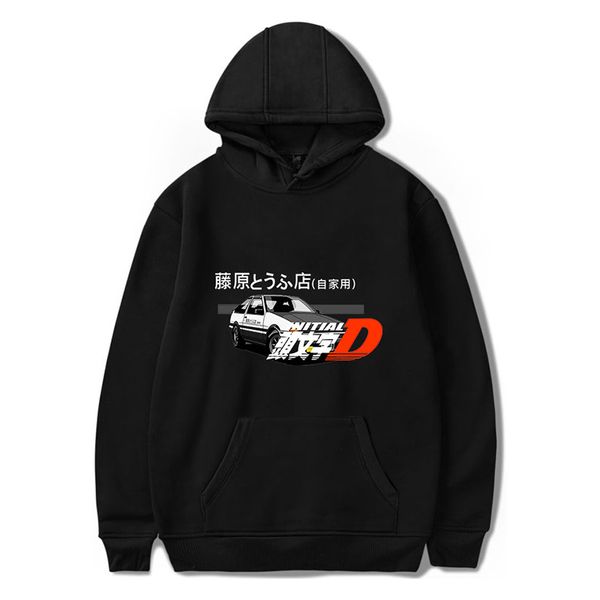 

toyota ae86 nissan r32 mazda rx-7 fc3s initial d hoodie men women harajuku anime sweatshirt print fashion cool hoodies casual, Black