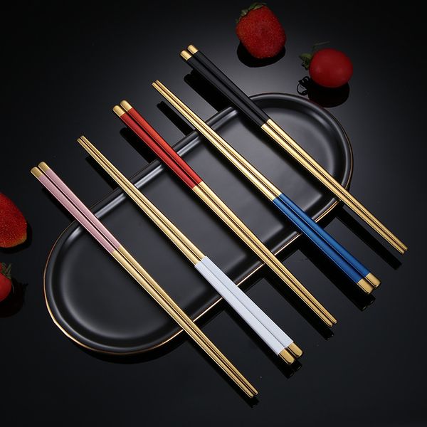

stainless steel chopsticks metal chop sticks tableware silver gold multicolor tableware wedding party festival supplies jk2007xb 78 g2