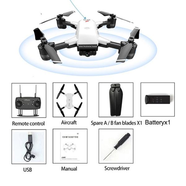 

5g 1080p/720p four-axis folding rc drone jd-20gps hd aerial pgraphy accurate return long life color box with 1 battery
