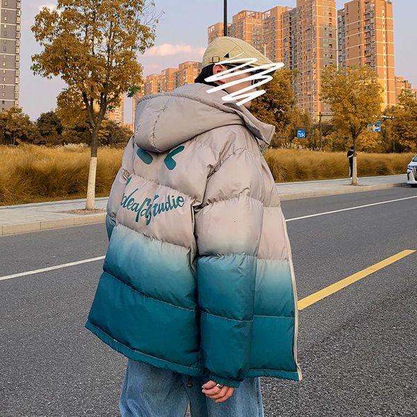 

men's down & parkas pr 2021 winter hooded casual oversize woman korean streetwear warm coats man graphic printed fashion, Black