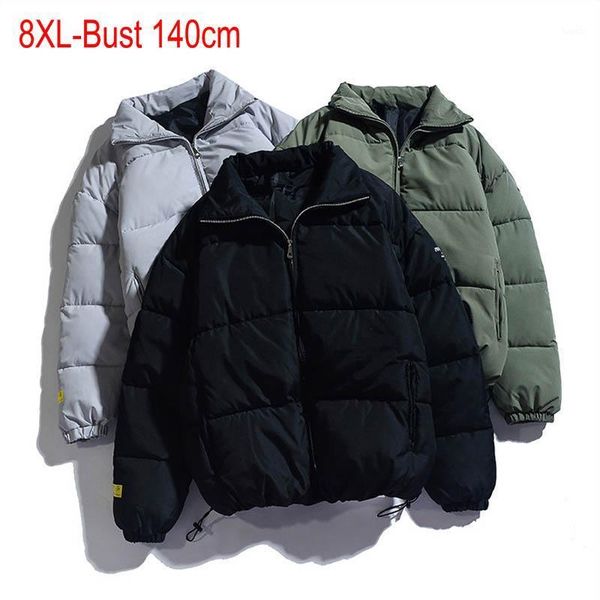 

plus size winter men's warm thick short padded jacket bust 140cm 5xl 6xl 7xl 8xl loose long sleeve stand-collar jacket 3 colors1, Black