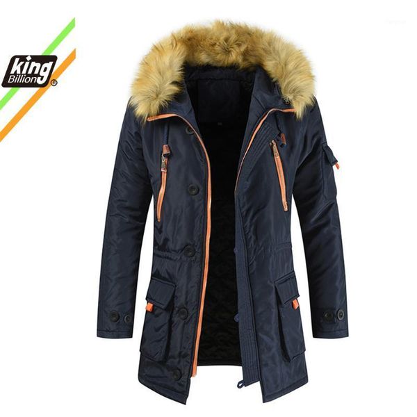 

winter jacket men padded parka russia man winter coat artificial fur big pockets medium-long thick parkas snowjacket1, Black