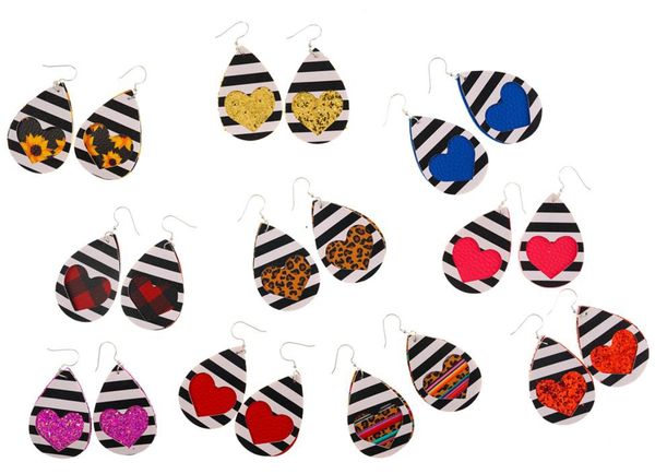 

new earrings plaid leather earrings for women handmade lightweight teardrop dangle faux leather statement earrings for girls, Silver