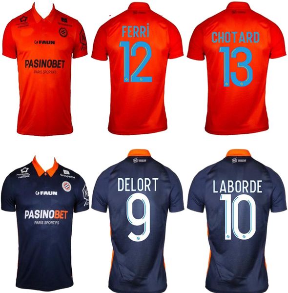 

montpellier soccer jerseys herault home away skhiri 2020 2021 maillot de foot #11 savanier lecomte laborde delort football shirts, Black
