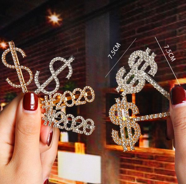 

fashion gold silver women crystal rhinestone word letters hair clips barrettes hairpins hairgrips headwear hair styling accessories, Golden;silver