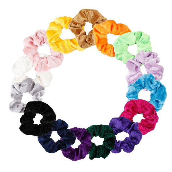 

12pcs velvet elastic scrunchies ponytail holder women girl hair ring ropes, Black;brown