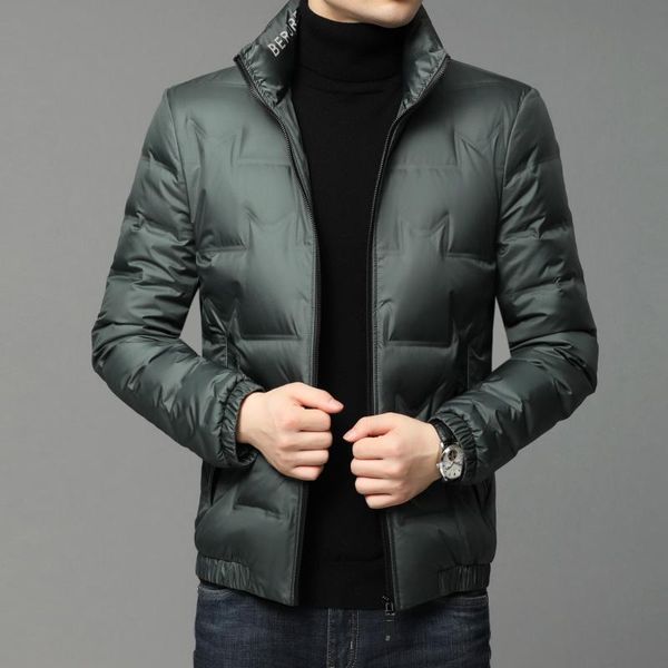 

men's down & parkas pure color 90 men of 2021 autumn winters collar white duck jacket young han edition wash and wear warm coat, Black