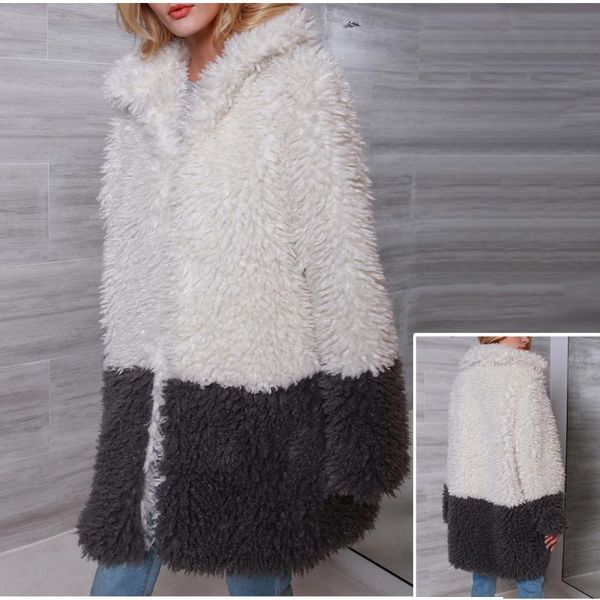 

2021 winter women faux fur coat luxury long fur coat lapel over thick warm plus size female plush coats #t2q, Black;brown