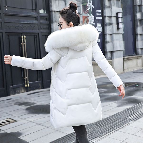 

plus size s-7xl women's jacket winter warm big fur women long down parkas slim winter jacket for women hooded coat female parkas, Black
