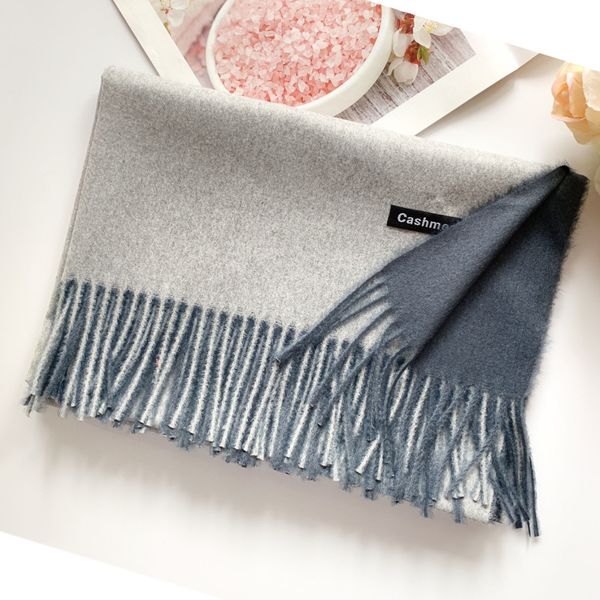 

thickening solid color lattice dots soft women scarf cashmere scarves ladies shawl wrap autumn winter pashmina muffler 201006, Blue;gray